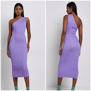River Island Purple Asymmetrical Ribbed Bodycon Dress